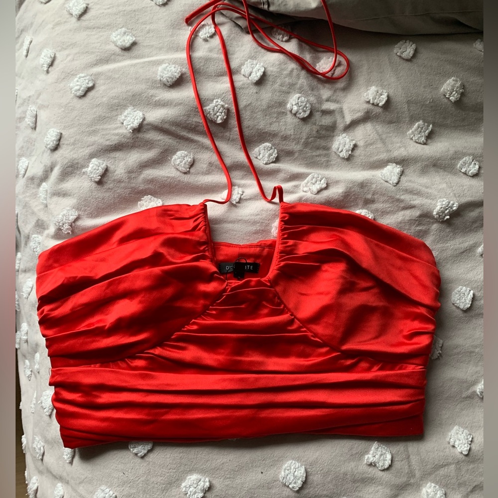 Dynamite Red Cropped Halter Top